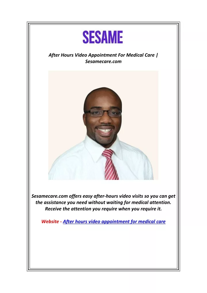 after hours video appointment for medical care