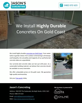 We Install Highly Durable Concretes On Gold Coast