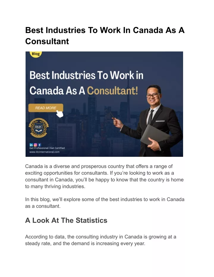 best industries to work in canada as a consultant