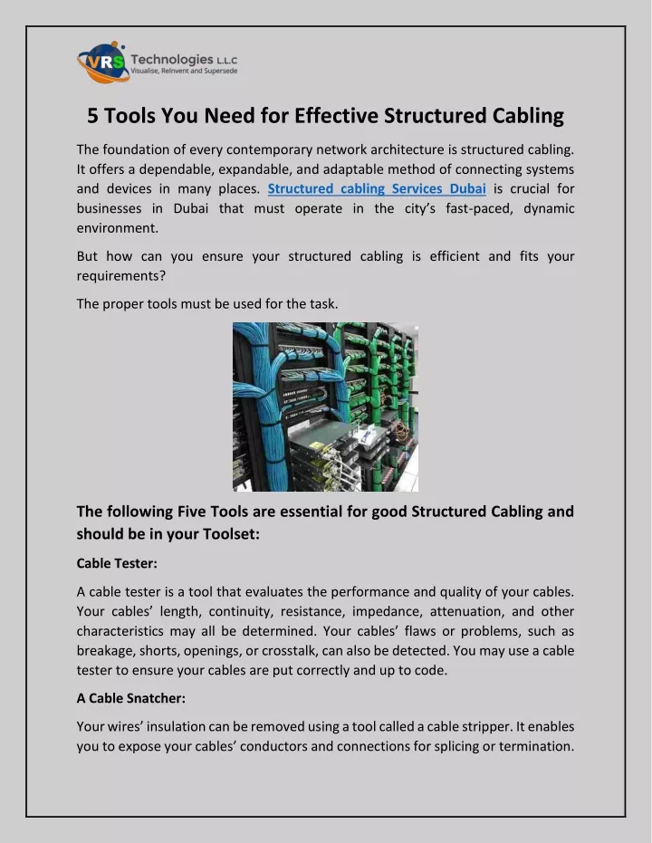 5 tools you need for effective structured cabling