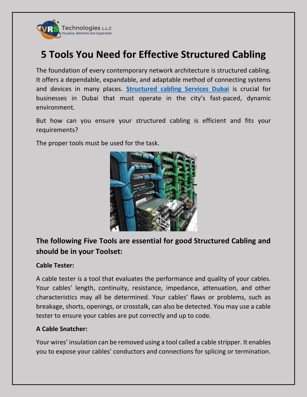 PPT - 5 Tools You Need for Effective Structured Cabling PowerPoint ...