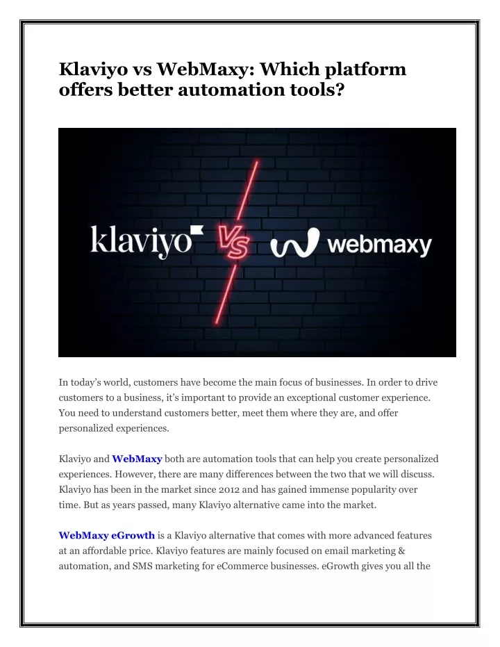 klaviyo vs webmaxy which platform offers better