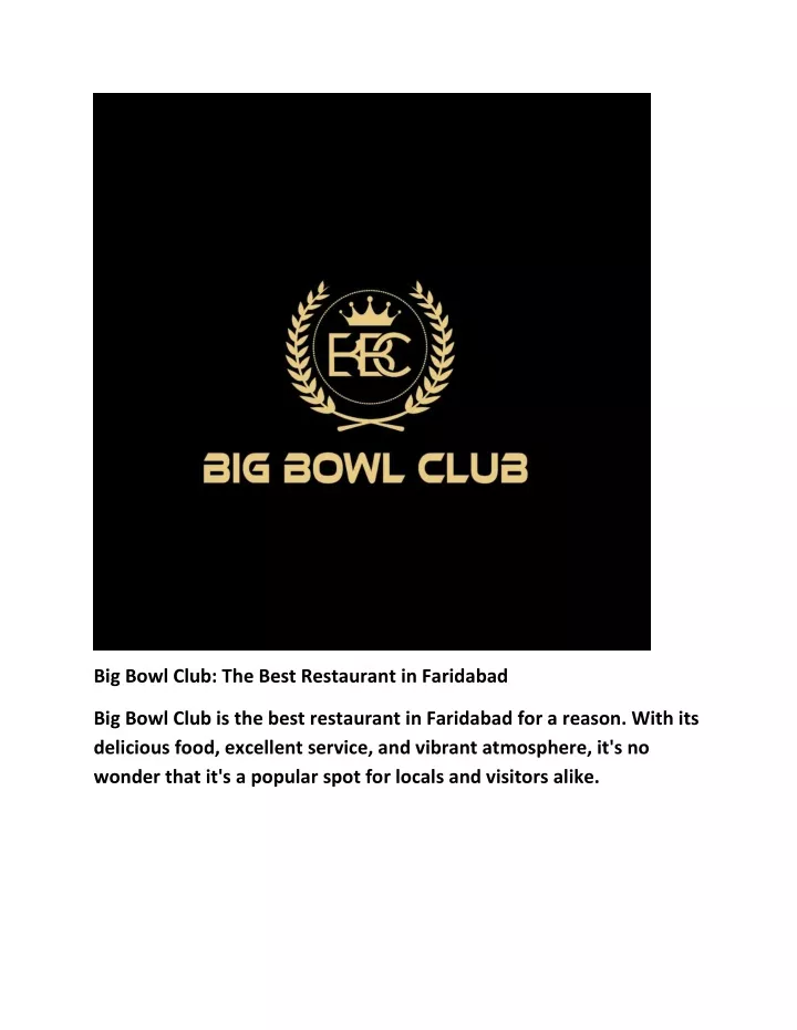 big bowl club the best restaurant in faridabad