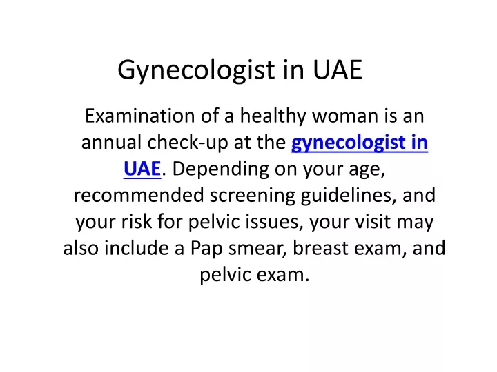 gynecologist in uae