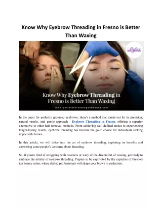 Know Why Eyebrow Threading in Fresno is Better Than Waxing