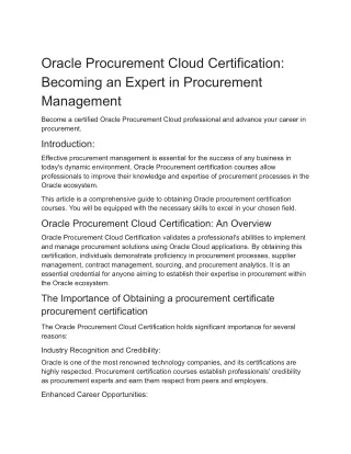 oracle procurement cloud certification becoming