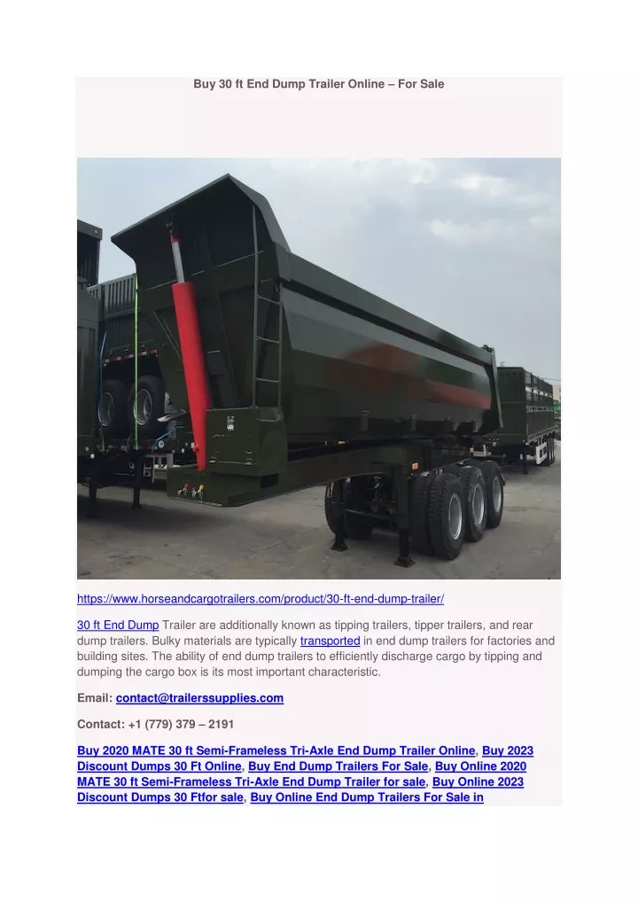 buy 30 ft end dump trailer online for sale