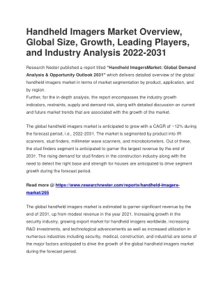 handheld imagers market overview global size