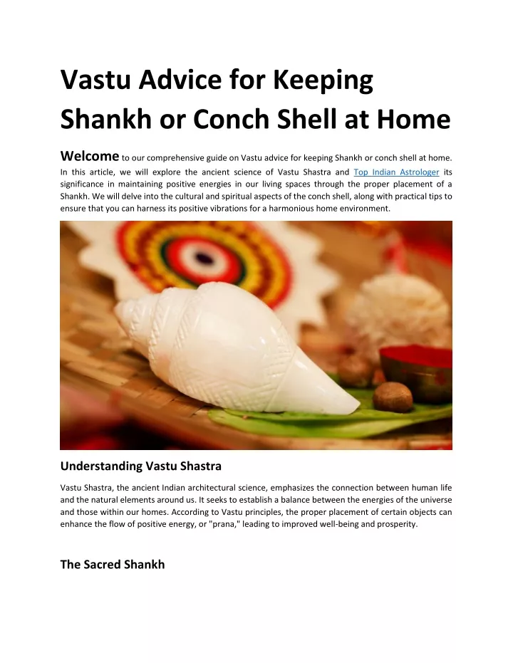 vastu advice for keeping shankh or conch shell