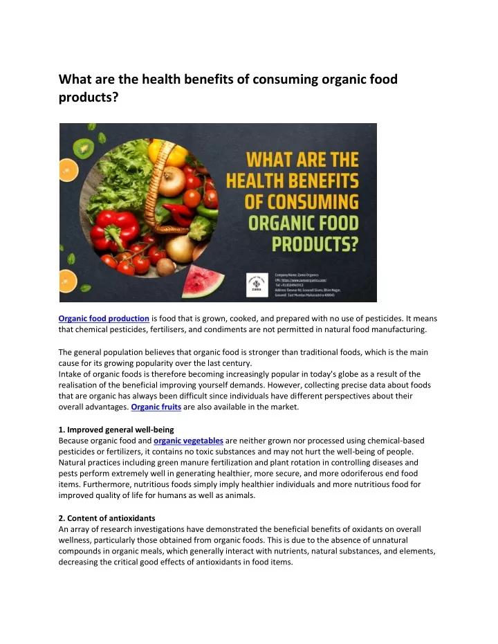 what are the health benefits of consuming organic