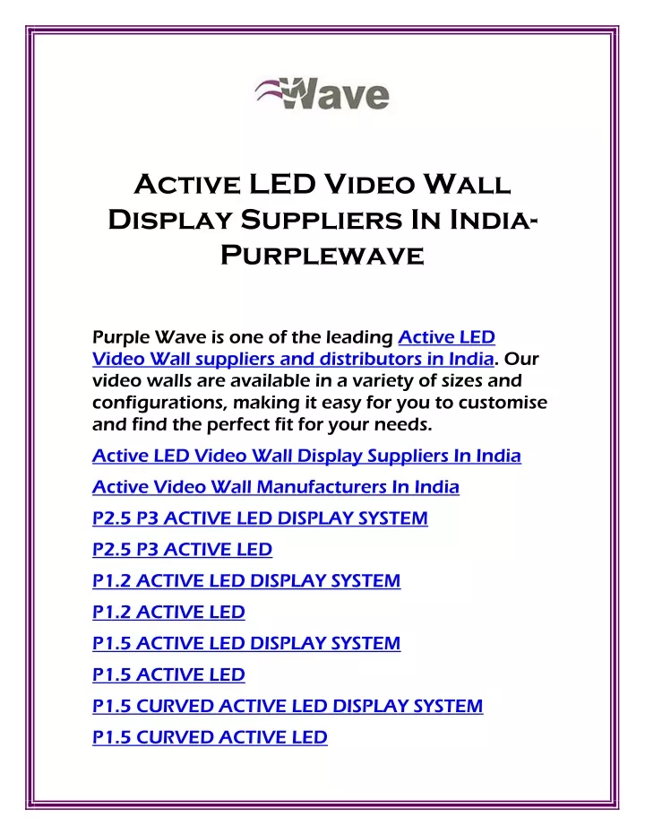 active led video wall display suppliers in india