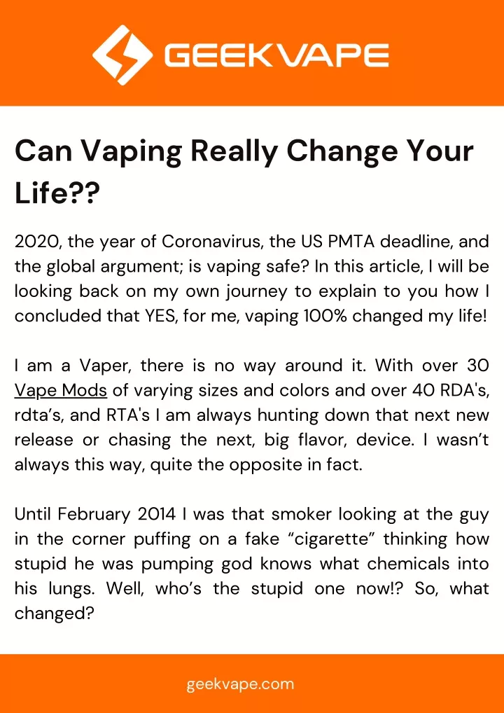 can vaping really change your life