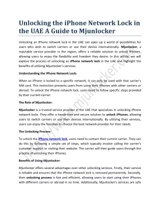 Unlocking the iPhone Network Lock in the UAE A Guide to Mjunlocker