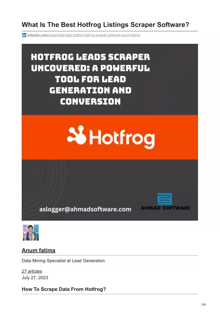 what is the best hotfrog listings scraper software