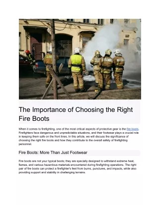 The Importance of Choosing the Right Fire Boots