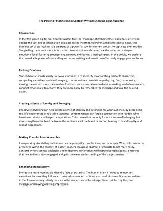 the power of storytelling in content writing