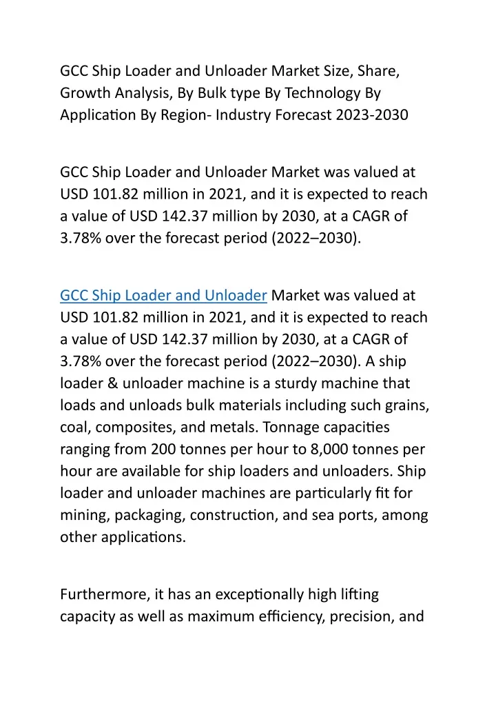 gcc ship loader and unloader market size share