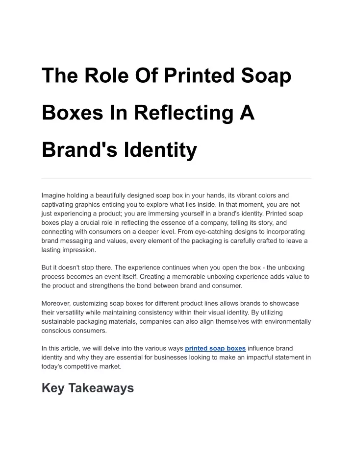 the role of printed soap