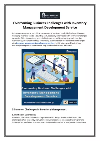 Overcoming Business Challenges with Inventory Management Development Service