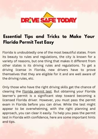 Essential Tips and Tricks to Make Your Florida Permit Test Easy