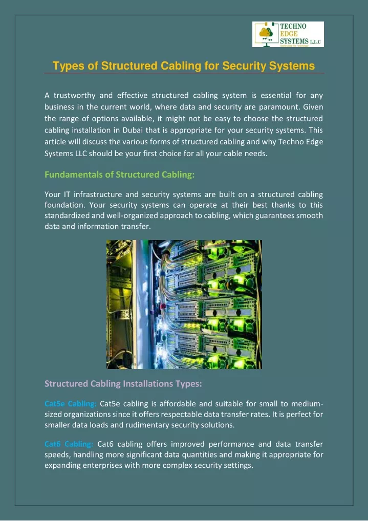 types of structured cabling for security systems