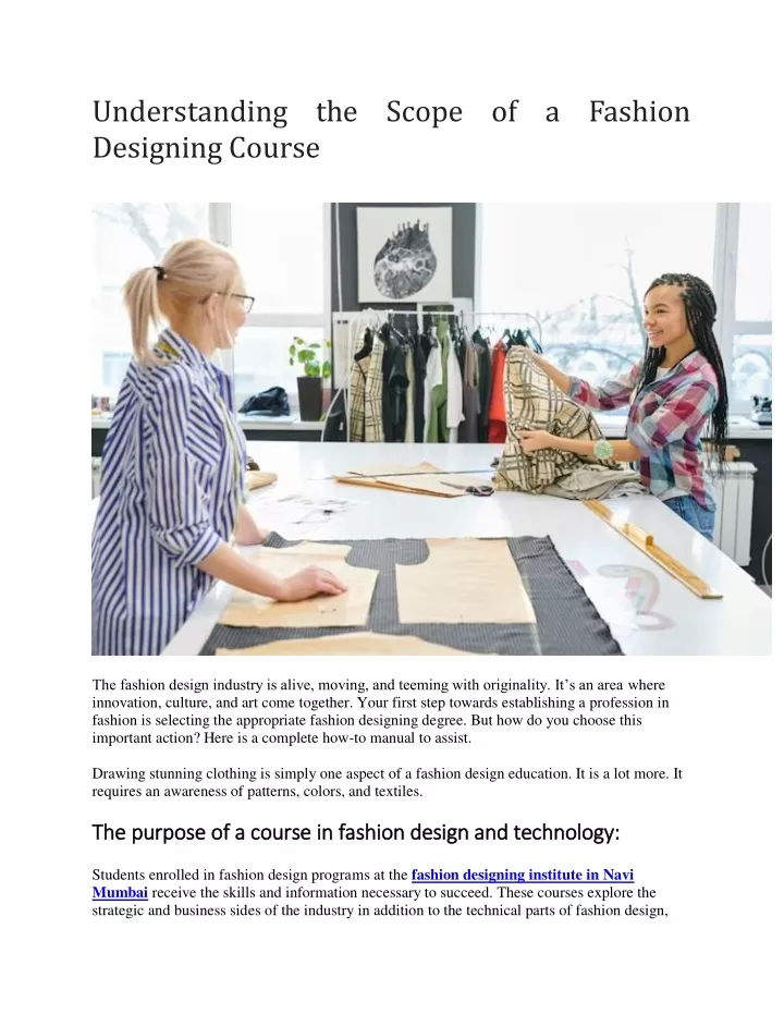 understanding the scope of a fashion designing