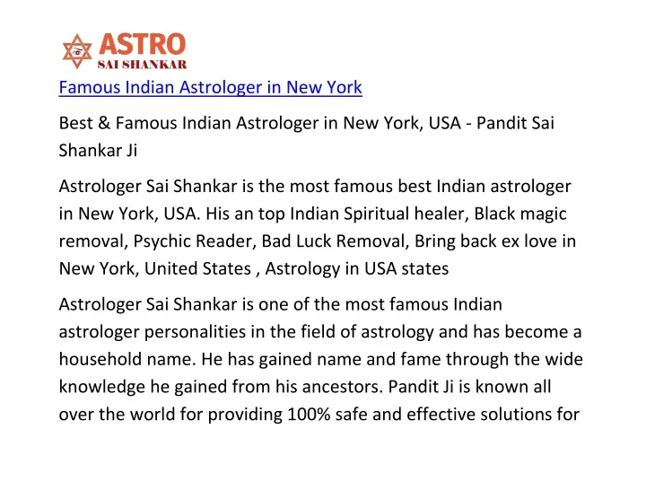 famous indian astrologer in new york