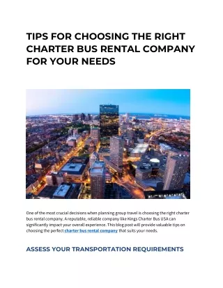 TIPS FOR CHOOSING THE RIGHT CHARTER BUS RENTAL COMPANY FOR Y