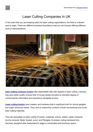 Laser Cutting Companies In UK
