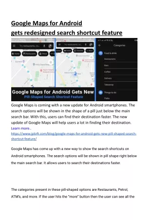 Google Maps for Android  gets redesigned search shortcut feature
