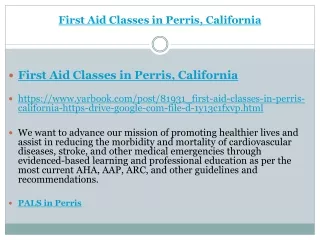 First Aid Classes in Perris, California