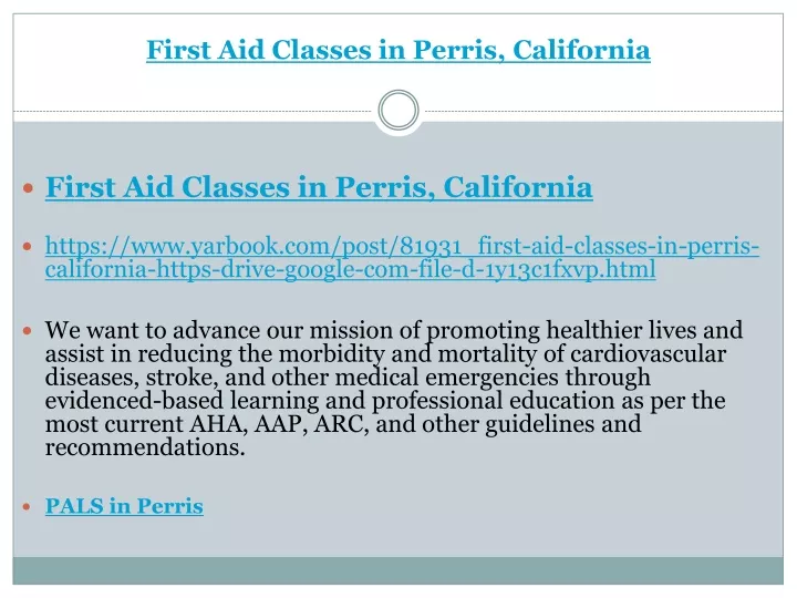 first aid classes in perris california