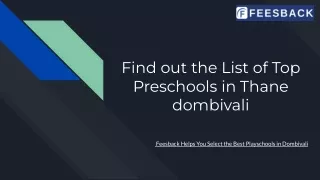 Find out the List of Top Preschools in Thane dombivali