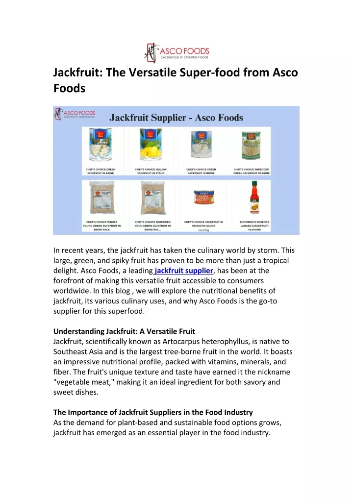 jackfruit the versatile super food from asco foods