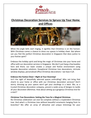 Christmas Decoration Services to Spruce Up Your Home and Offices