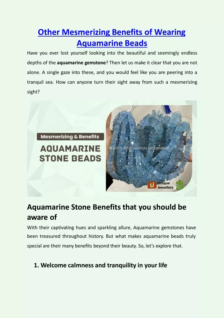 other mesmerizing benefits of wearing aquamarine beads