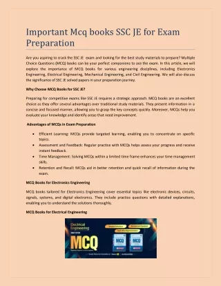 important mcq books ssc je for exam preparation