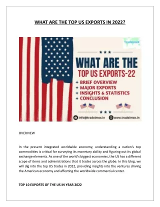 WHAT ARE THE TOP US EXPORTS IN 2022?