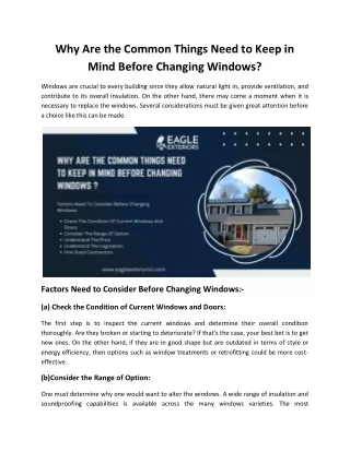 Why Are the Common Things Need to Keep in Mind Before Changing Windows