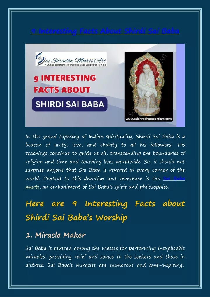 9 interesting facts about shirdi sai baba