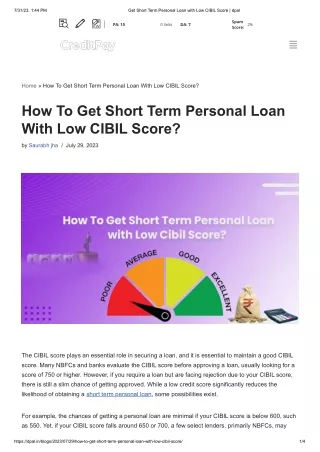 Get Short Term Personal Loan with Low CIBIL Score _ dpal