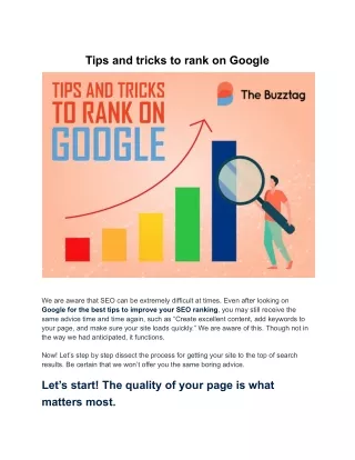 Tips and tricks to rank on Google