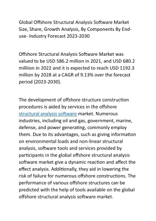 global offshore structural analysis software