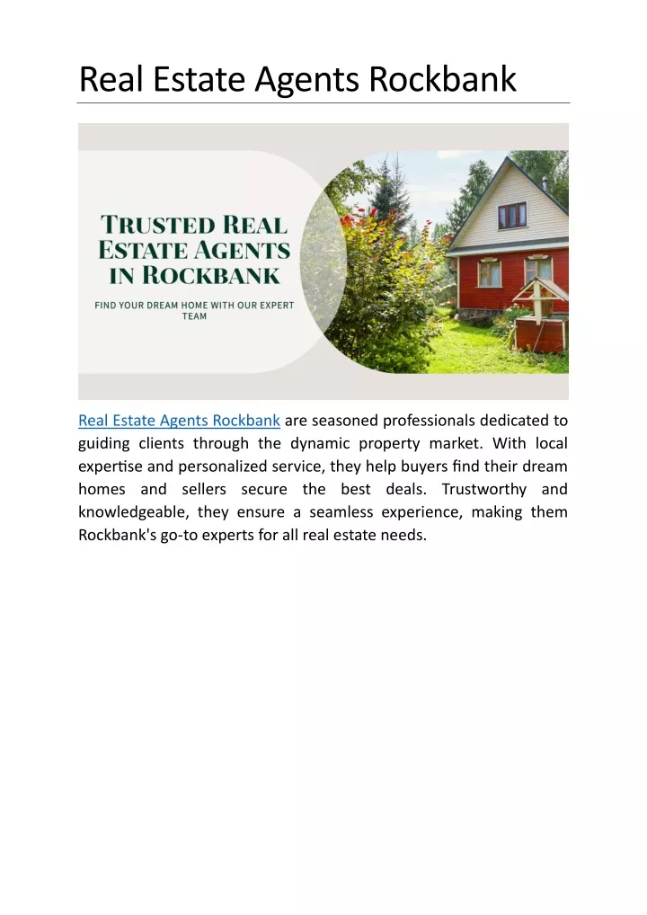 real estate agents rockbank