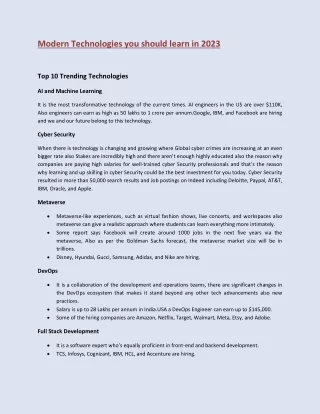 modern technologies you should learn in 2023