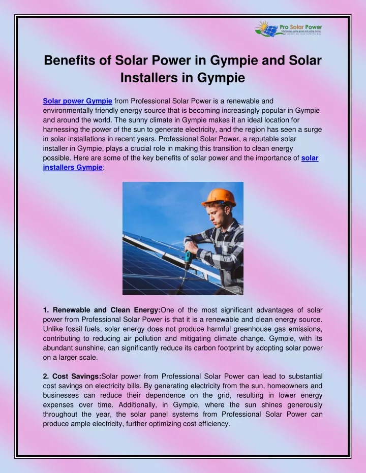 benefits of solar power in gympie and solar