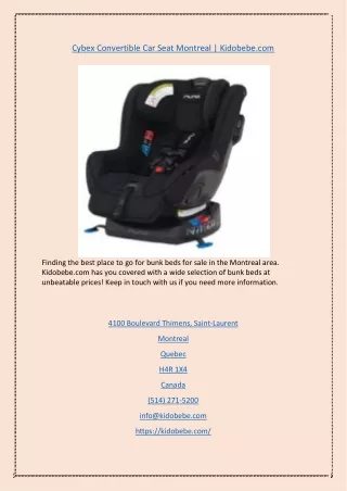 Cybex Convertible Car Seat Montreal | Kidobebe.com