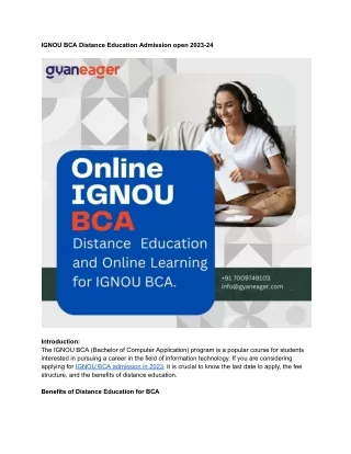 Distance Education and Online Learning for IGNOU BCA.
