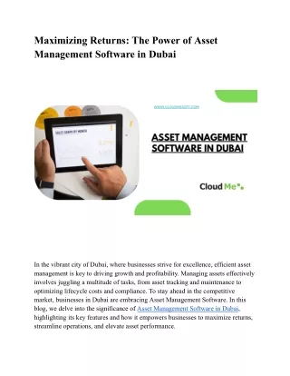 maximizing returns the power of asset management