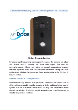 Advanced Door Security Camera Solutions